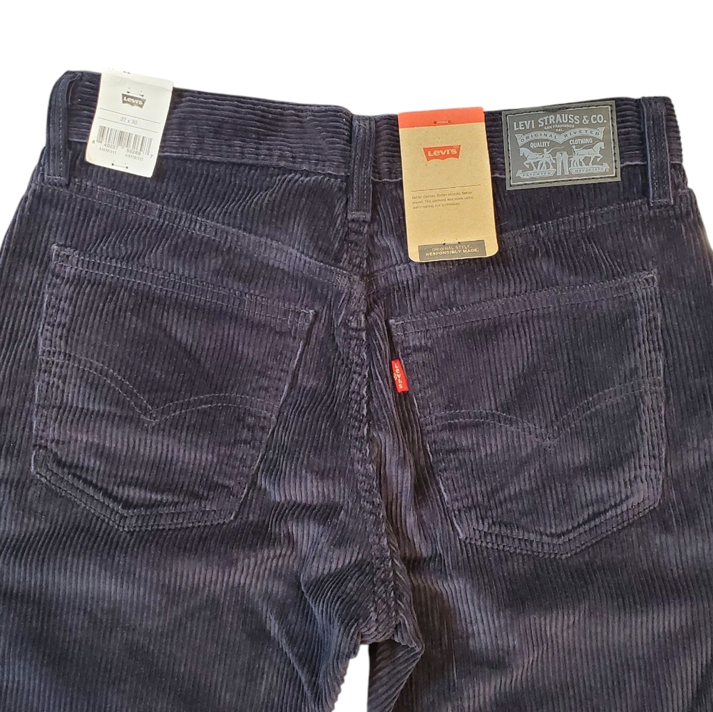 Levi's Womens Black Corduroy Pants 27X30 Straight Leg Preppy Goth Irregular NWT - Picture 4 of 14